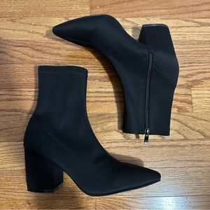 Black Mid Heel Sock Boots, 8